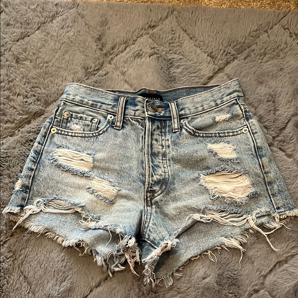 Aeropostale Blue Distressed Jean Shorts